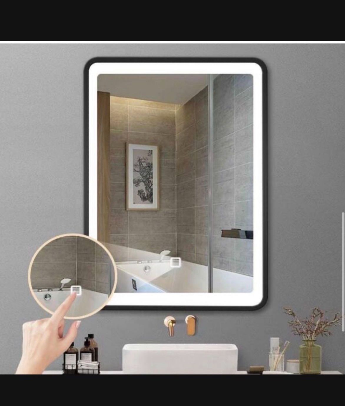 New 24 in. W x 30 in. H Rectangular Metal Medicine Cabinet with Mirror, LED Lighted