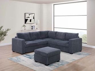 4-Piece Sectional Set W/ Ottoman One-Arm Loveseat x 2 + Corner Wedge + Cocktail Ottoman