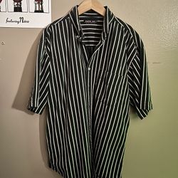 Vertically Striped Button Down Shirt