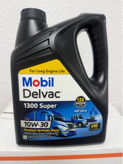 Mobil Delvac 1300 Super 10W-30 Synthetic Blend Heavy Duty Diesel Oil 1 Gallon