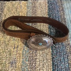 Women’s Brown Leather Navajo Heart Belt Sz 09/21