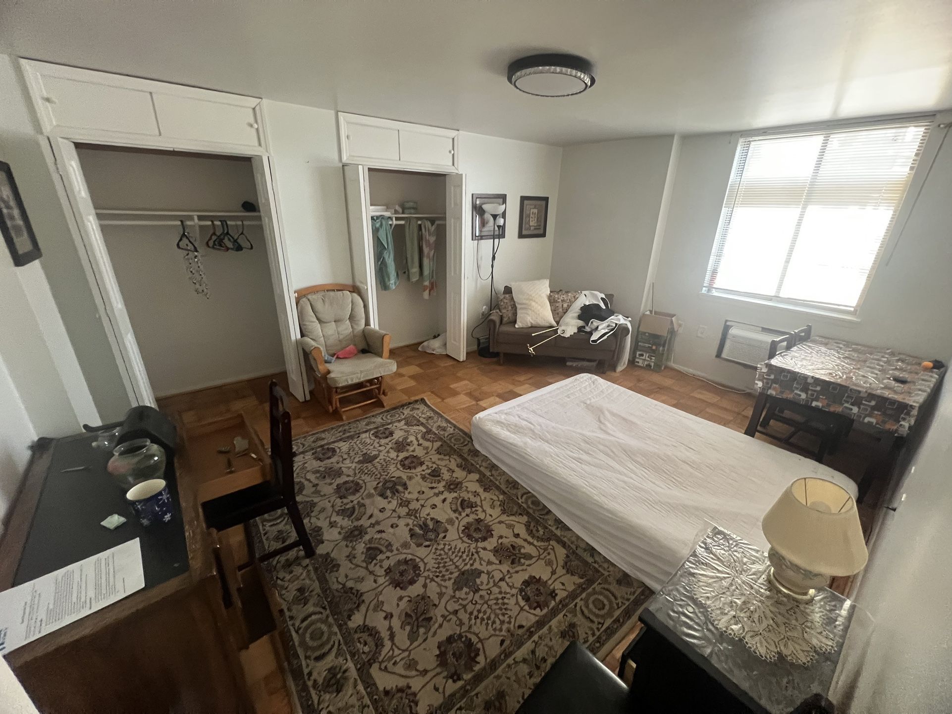 Queen Mattress And Rocking Chair & A Set Of Two Small Couches 