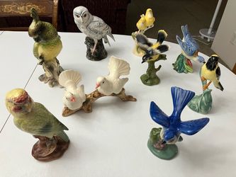 Vintage 9 piece ceramic bird figurines