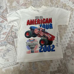 Vintage 2002 Signed Monster Jam Built Tough T-Shirt size 6/8