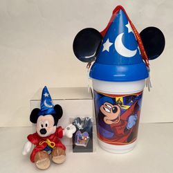 New Disney Fantasia Popcorn Bucket With Plush And Pin