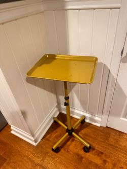Salon Tray on Wheels, Gold Salon Rolling Tray, Adjustable Height