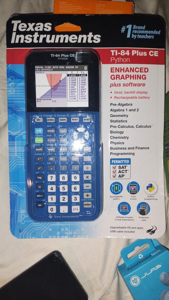 Texas Instruments TI-84 Plus CE Graphing Calculator Color Bionic Blue