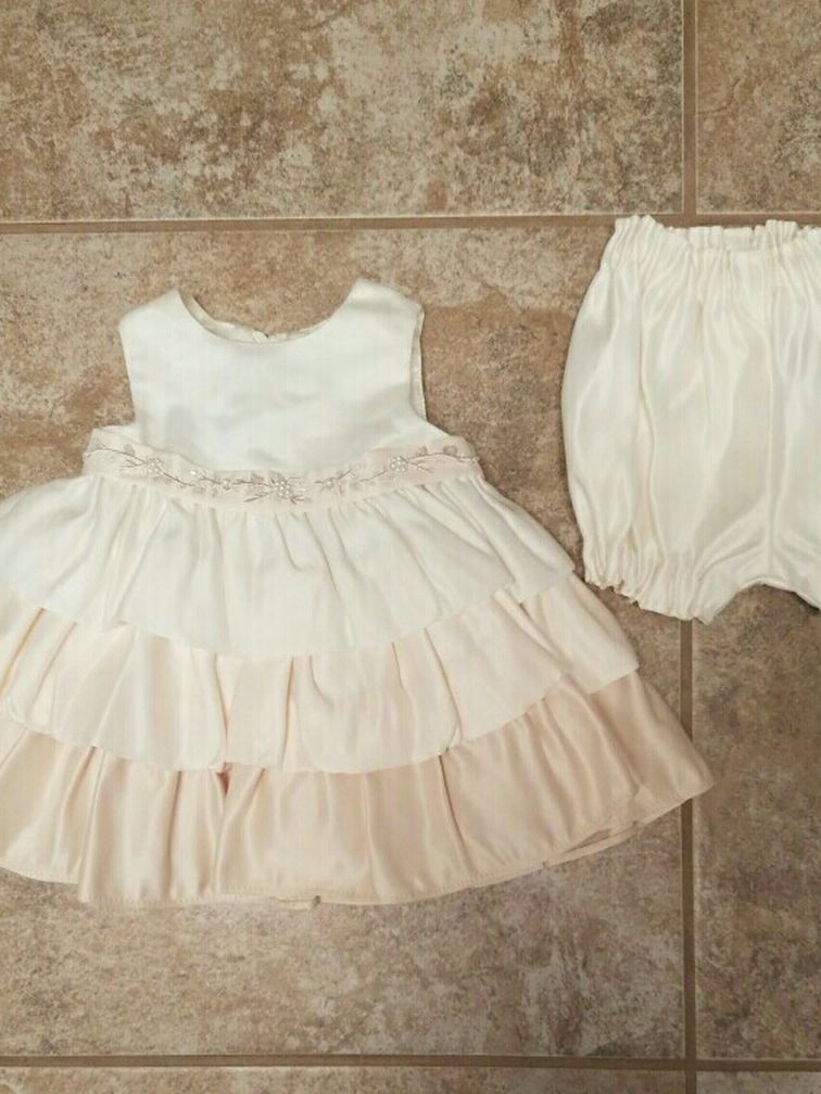 Beautiful Spring Fancy Dress Baby Girls Size 3 Months Cream Color