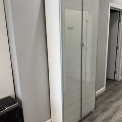 IKEA Billy Bookshelf With Glass Doors White Silver Frame 