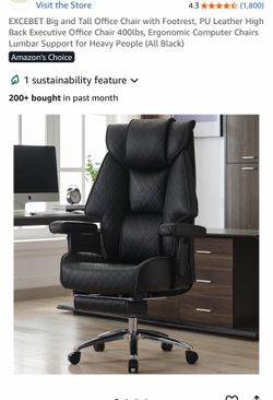 Big and Tall Office Chair with Footrest, PU Leather High Back Executive Office Chair 400lbs, Ergonomic Computer Chairs Lumbar Support for Heavy People