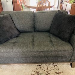 Cindy Crawford Gray Modern Couch Loveseat With Pillows