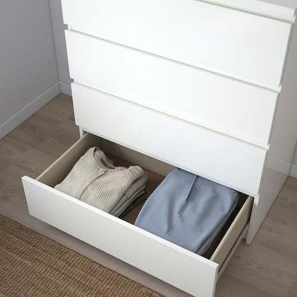 IKEA White 4 Drawer Malm Dresser