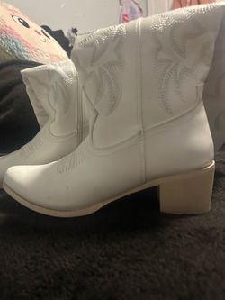 White Western Cowboy Ankle Boots