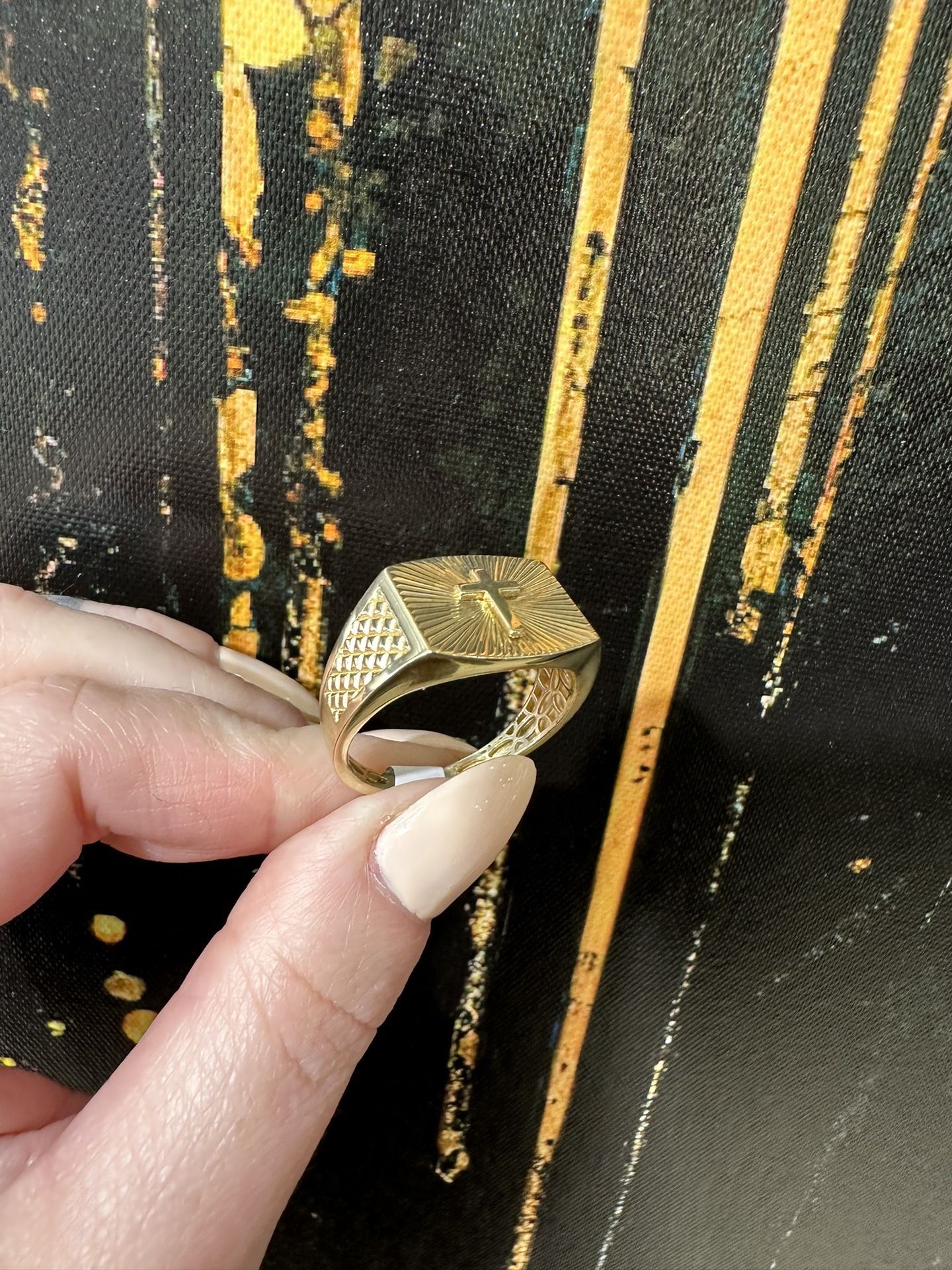 14k CROSS RING