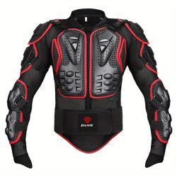 ProRider Durable Body Armor Jacket - Chest Protectors for Men with Enhanced Protection and Comfort - Black and Red Racing Design