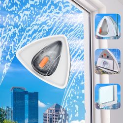 Absorbable Magnetic Window Cleaner Double Sided B1|Bionic Suction Cup Design|Automatic Water Storage|For Single Glazed 0.5"-1"| Outside Window Cleanin