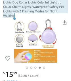 5 PCS Clip-On Dog Cat LED Collars Lights,Dog Collar Lights,Colorful Light up Collar Charm Lights, Waterproof Safety Pet Lights with 3 Flashing Modes