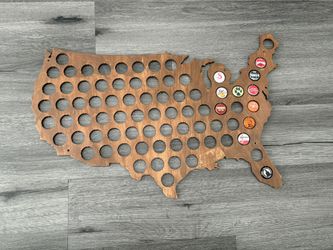 USA beer bottle cap map