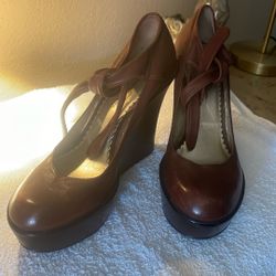 Jessica Simpson Brown Leather Heels 
