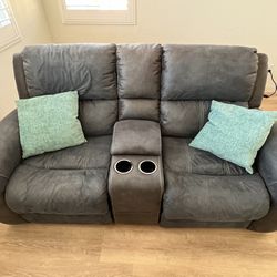 Power Recliner Console Loveseat With USB Charger 