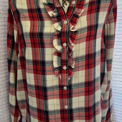Nautica Red and White Plaid Shirt