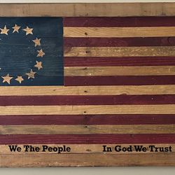 Rustic  Wood Betsy Ross Flag