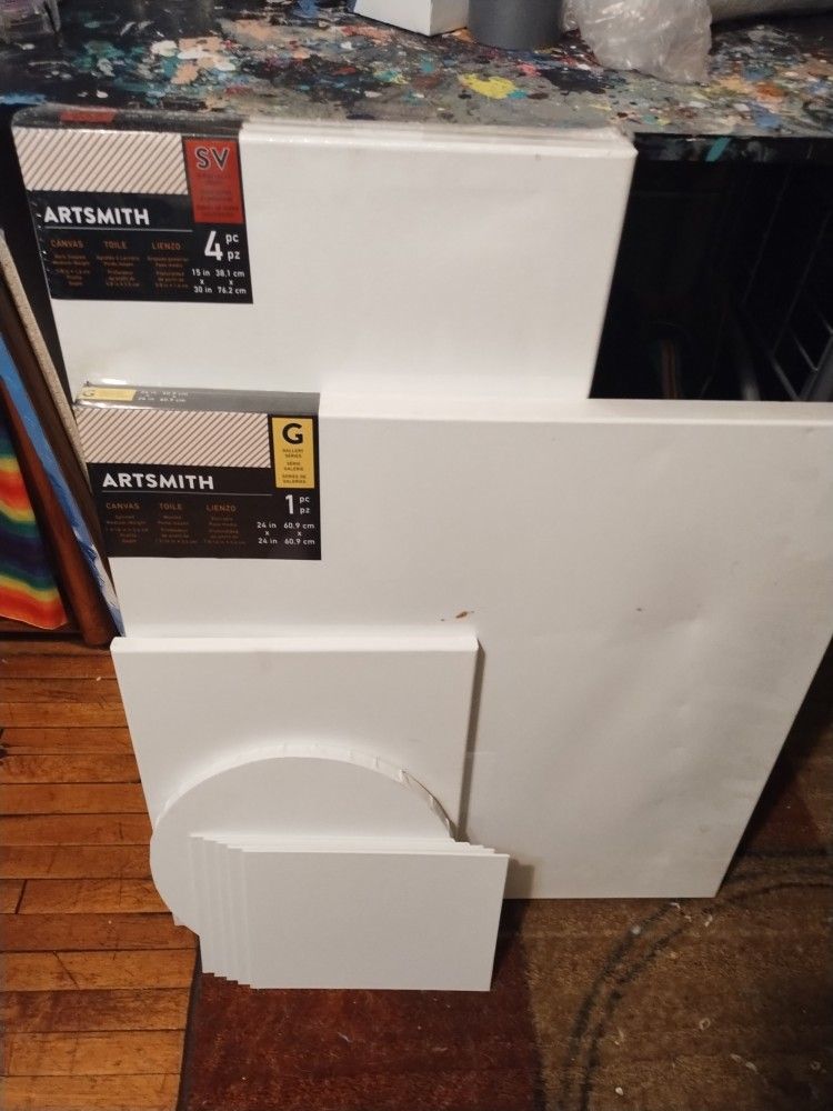 Artist Stretched Canvases Of Various Sizes And Shapes