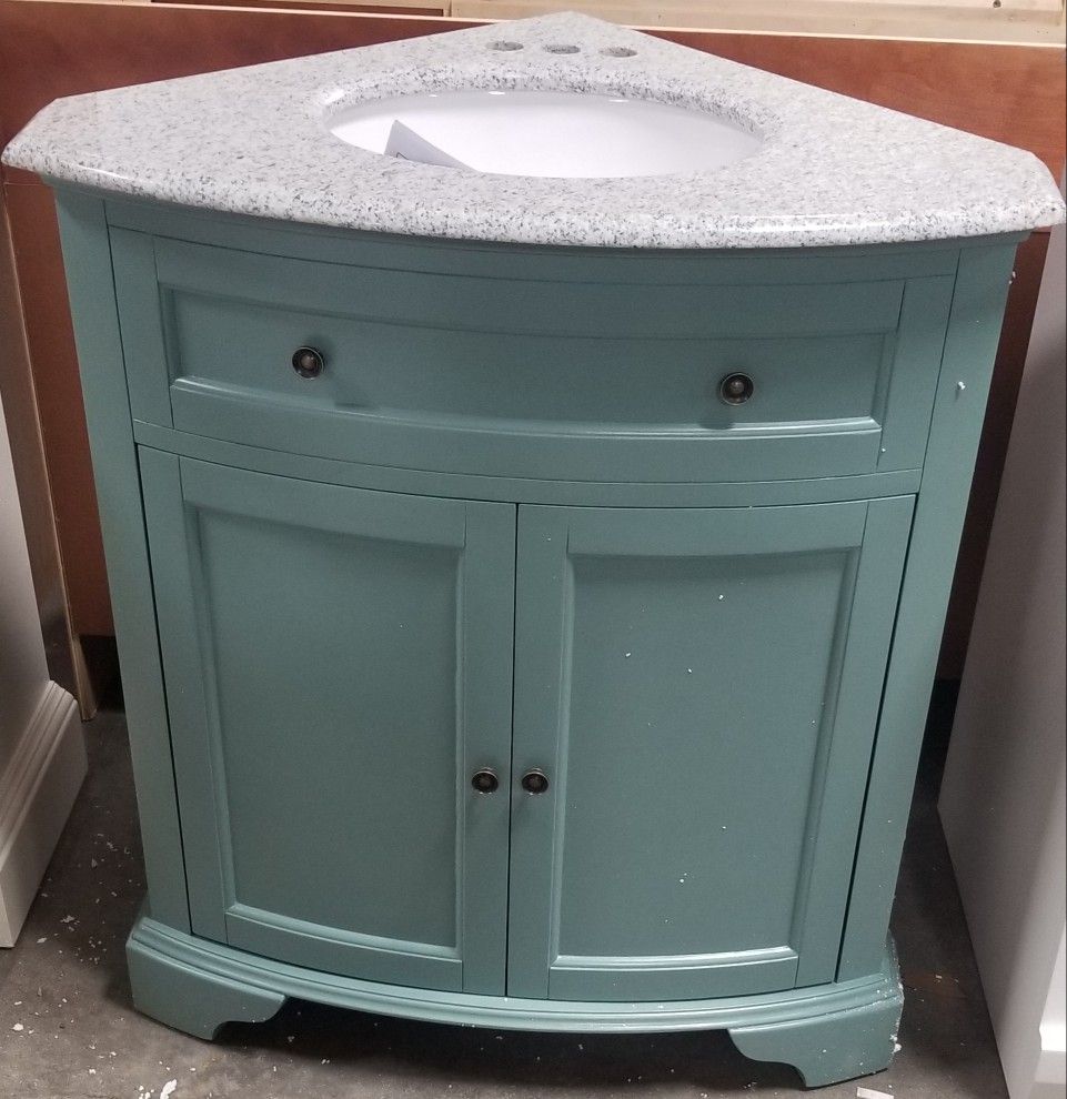 Hamilton 31" Corner Vanity (Sea Glass) w/ Granite Top