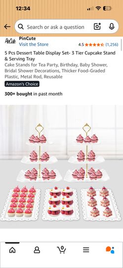 12Pcs Dessert Table Stands Set 3 Tier Plastic Cupcake Stands Cookie Display Tower Gold Rim Dessert Serving Tray for Party Wedding Birthda