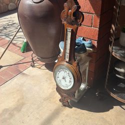 Antique Victorian Quality Carved Oak Banjo Barometer