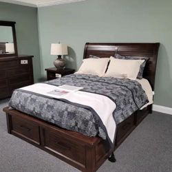 BRAND NEW LOGANDA STORAGE  BEDROOM SET QUEEN/KING BEDROOM SET DRESSER NIGHTSTAND AND MIRROR CHEST OPTION 