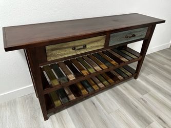 Rustic Wood Console Table with Drawers