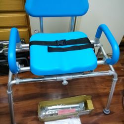 PLATINUM HEALTH CAROUSEL Sliding Transfer Bench Swivel Seat, Padded Bath Shower Chair Pivot Arms