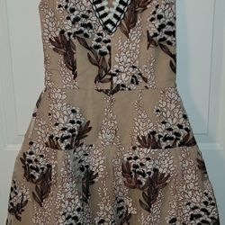 Harlyn tan and maroon lace dress with embroidery