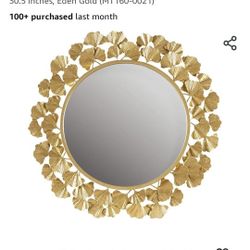Martha Stewart Wall Décor Large Round Living Room Iron Metal Mirrors Ready To Hang Bedroom Decoration, 30.5"" X 30.5"", Eden Gold (MT160-0021)