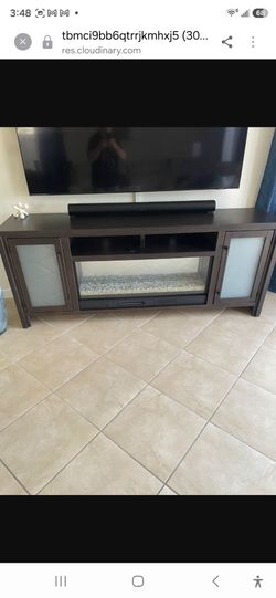 Dark Wood Fireplace TV Cabinet $250