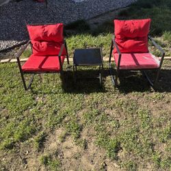 3 Piece Metal Rocking Chair Set Patio Furniture Outdoor Patio Furniture 