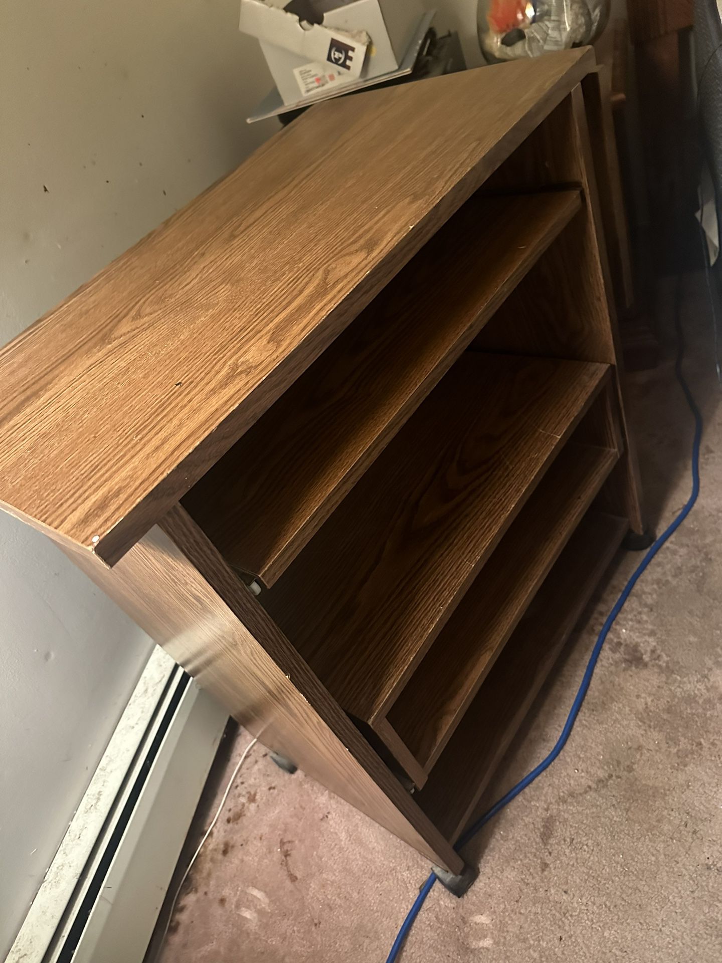 Solid Wood Shelf With Pull Out Shelfs And Wheels, With Side Dresser Both For Only $20!!! 