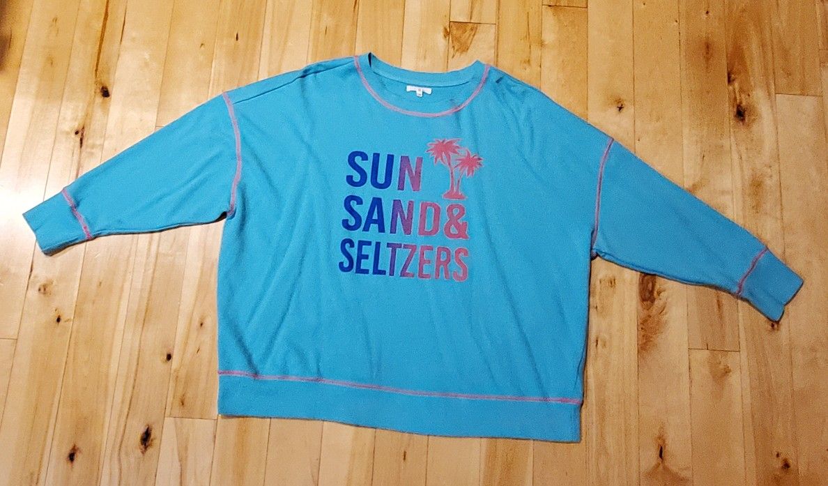 NEW Maurices 'Sun, Sand & Seltzers' Teal Sweatshirt (2X)