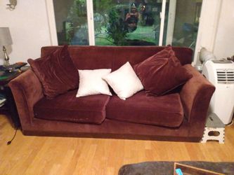 Purple Suede Couch And Loveseat