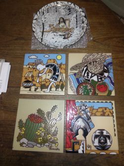 Vintage Tiles, Plate And Rock Art
