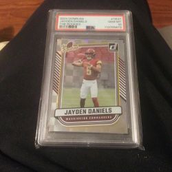 2024 DONRUSS JAYDEN DANIELS ROOKIE OF THE YEAR PSA 10 THE ROOKIES NFL 💎 GEM MINT ROOKIE TRADING REFRACTOR CARD