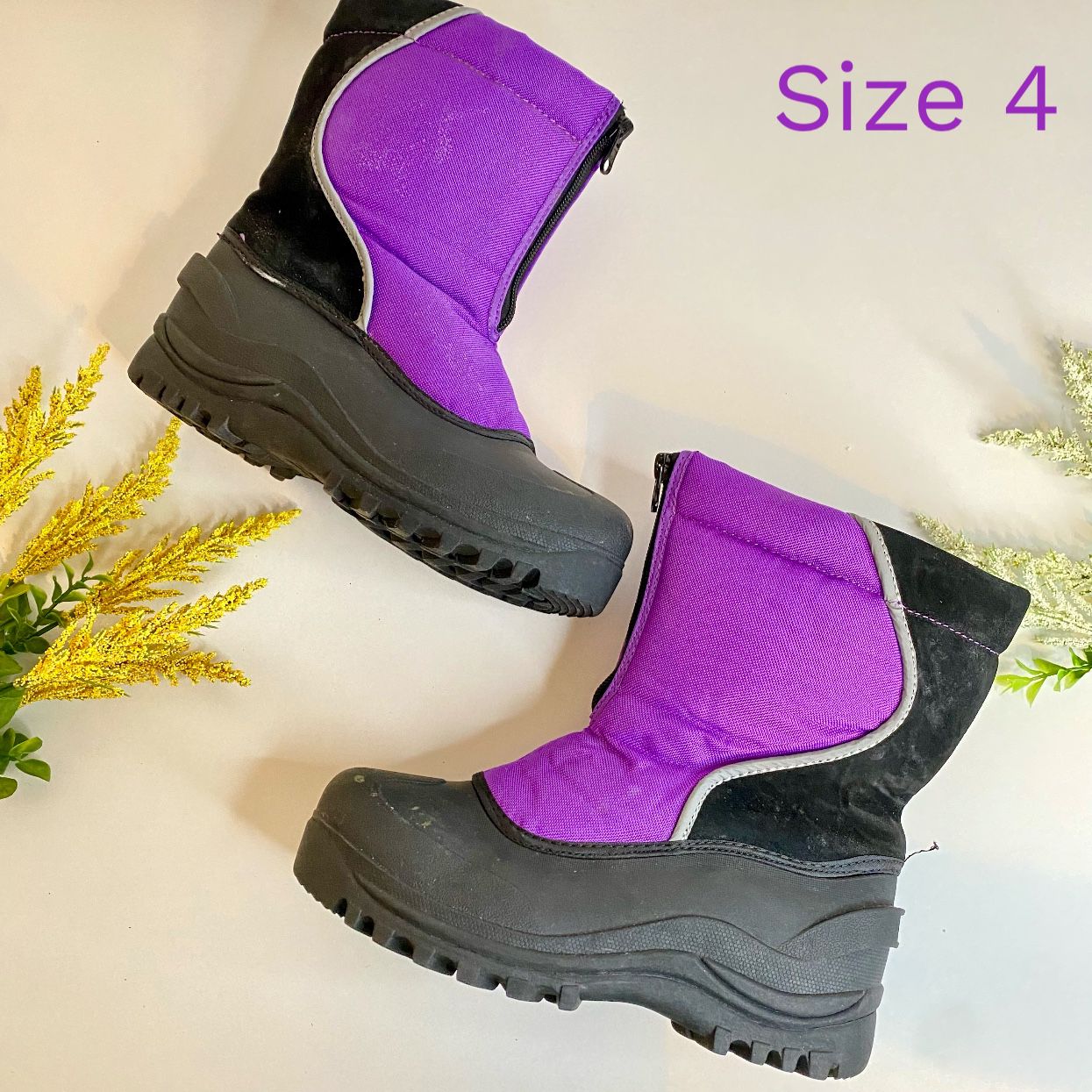 Kids Purple Snow Buster Boot Size 4 Youth By Itasca 