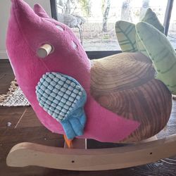 Cute Pink Owl Rocking Horse