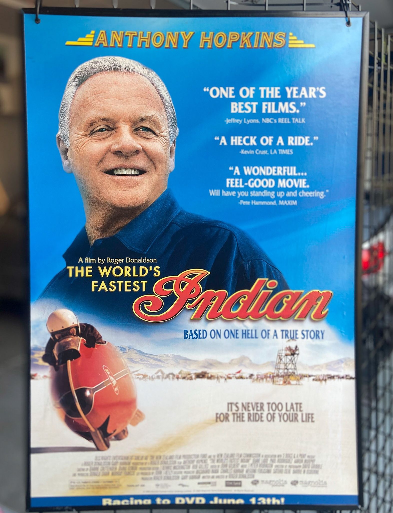 Movie Poster "The World's Fastest Indian" Anthony Hopkins Motorcycle