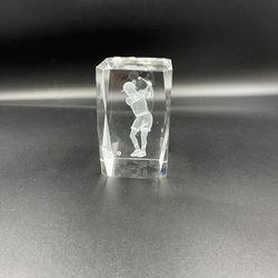 Golf player 3D Laser Engraved on Crystal Paperweight Luxury Gifts Home Decoration