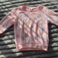 Flowered Pink White And Purple Popcorned Sweater