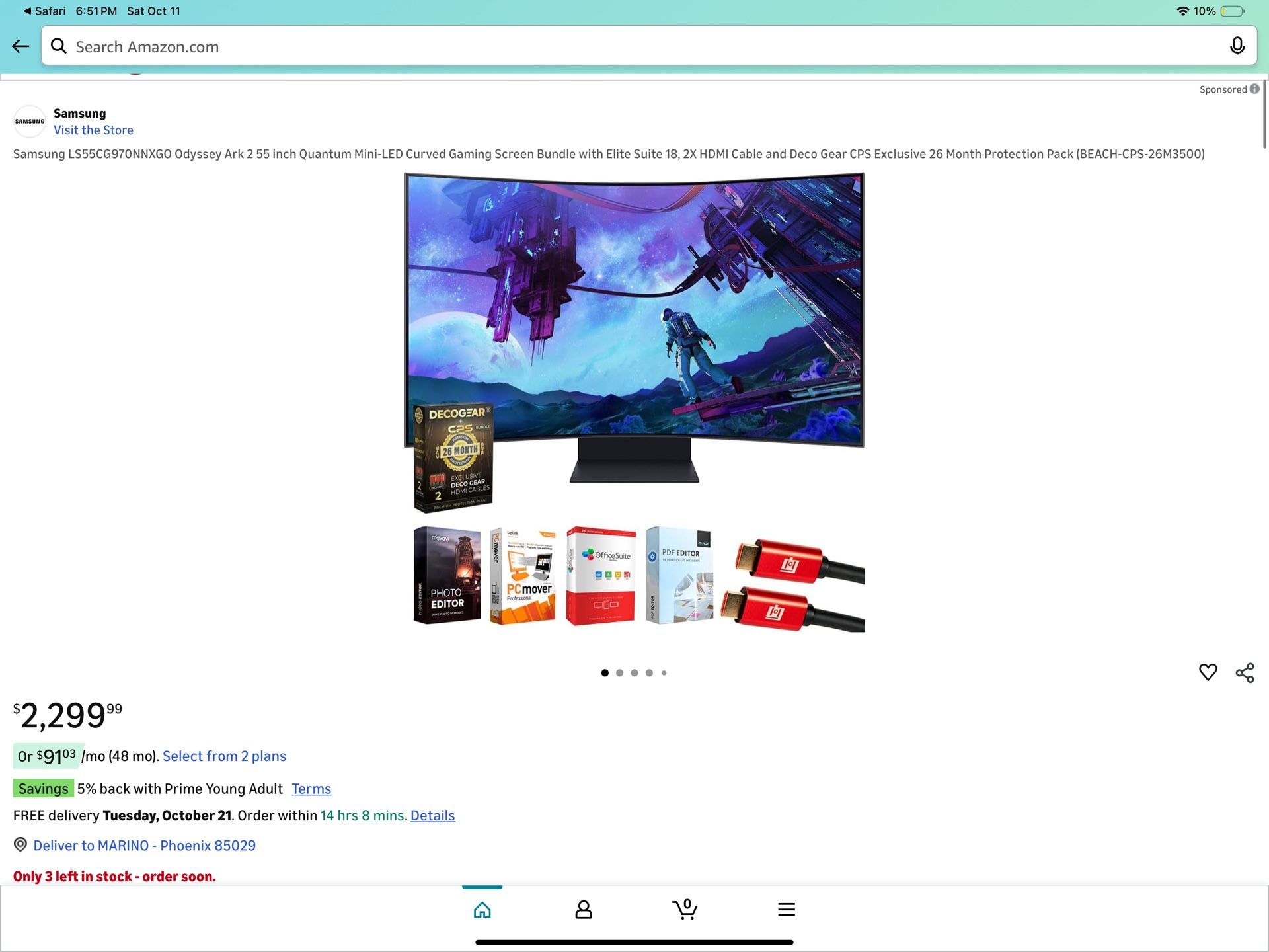 Samsung Gaming Monitor 55 Inch Odyssey Ark 4k