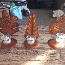 Copper Leaf Tea Light Candle Holders