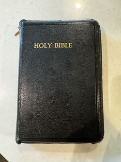 Holy Bible Black Leather Zipper Cover